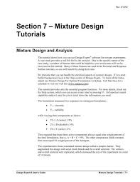 Mixture Design Tutorials Statease Info