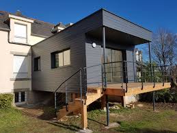 Extension Ossature Bois Bardage Bois Gris Anthracite Terrasse Bois Sur Pilotis Dougla Terrasse Bois Sur Pilotis Extension Maison Bois Extension Ossature Bois