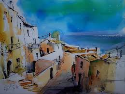 Aquarell Und Tusche Www Sabine Hilscher De Aquarell Stadt Landschaft Gemalde Wasserfarben Landschaften