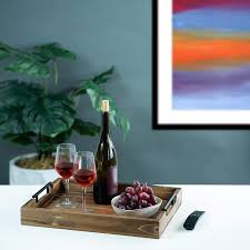 Create a stunning focal point in your living room by using a tray on your ottoman / foot stool or coffee table. 17 Inch Wooden Tray For Ottoman By Cozy Decor Tv Trays For Eating Breakfast In Bed Wood Serving Tray With Handles Premium Rustic Decorative Trays For Coffee Table Ottoman Living Room Serving