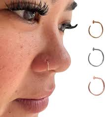 24G Micro Thin Rose Gold Nose Ring Hoop pou Fi Haiti