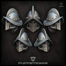 At first, these helmets had a square top, but this happened to become a target for hammers. Conquista Knights Helmets
