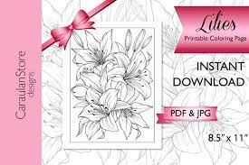 These alphabet coloring sheets will help little ones identify uppercase and lowercase versions of each letter. Floral Coloring Page Lilies Coloring Grafico Por Caraulanstore Creative Fabrica