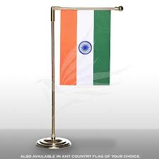Indian Miniature Table Vertical Flag Of Size 4 X 6 With A Gold Plated Plastic Round Base 10 L Staff And Finial Top Table Flag Miniatures Novelty Lamp