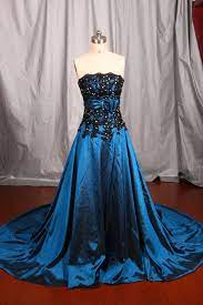 Black Lace And Dark Blue Taffeta Wedding Dresses By Charmbride 159 00 Wedding Dresses Taffeta Formal Dresses For Weddings Evening Gowns