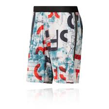 details about reebok mens crossfit printed speed short black blue red white sports gym