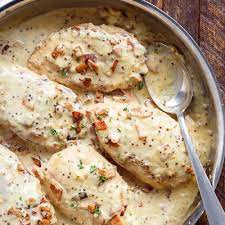 Creamy Honey Mustard Chicken With Crispy Bacon Recipe Recipe Creamy Honey Mustard Chicken Mustard Chicken Recipes