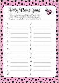 Alternate name for a baby shower. Baby Name Baby Shower Game Ladybug Baby Shower Theme For Baby Girl Pink Black Celebrate Life Crafts