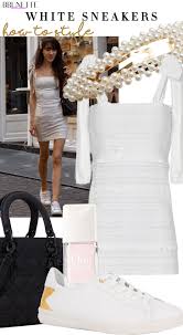 How To Style Mini Dress With Sneakers Brunette From Wall Street Dress With Sneakers Fashion Dress And Sneakers Outfit