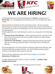 Apply to fast food attendant, crew member, kfc brooksville now hiring! Kfc Are Hiring Opportunities For Young Kenyans