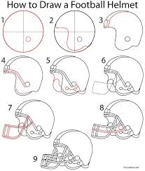 How To Draw A Football Helmet Step By Step Drawing Tutorial With Pictures Cool2bkids Step By Step Drawing Football Drawing Football Helmets