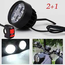 2pcs Motorcycle Scooter Led Headlight Spotlight Moto Driving Fog Spot Head Light Spotlight Assist Lamp Side Mirr Led Headlights Mirror With Lights Light Switch