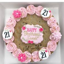 21st Birthday Cookie Cake Ideas Image May Contain Food Cookie Cake Birthday Cookie Cake Decorations Cookie Cake