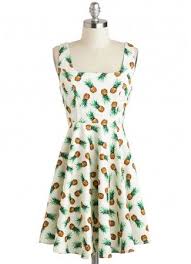 Retro Pineapple Dress Pinup Rockabilly Tiki Style Pineapple Dress Mod Cloth Dresses Pineapple Print Dress