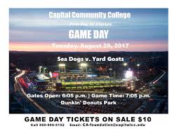 You can grab your tickets to see the portland sea dogs and the rest of the teams of the minor league at stubhub, the world's largest online ticket marketplace. Tickets On Sale For Capital Community College Game Day August 29th Yard Goats Vs Sea Dogs Baseball At Dunkin Donuts Park Capital Community College