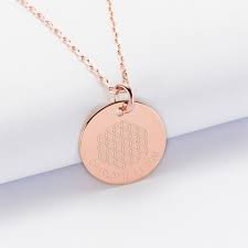 Pendentif Grave Personnalise Plaque Or Rose Medaille 19 Mm Edition Speciale Fleur De Vie Pendentif Personnalise Pendentif Grave Pendentif Prenom