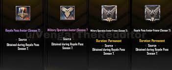 New Season 7 Avatar Avatar Frames From Royal Pass From 0 12 5 Beta Pubgmobile
