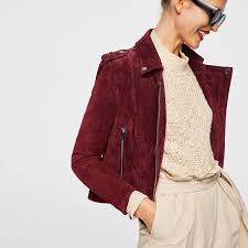 Mango Jackets Coats Mango Burgundy Leather Suede Moto Jacket Poshmark