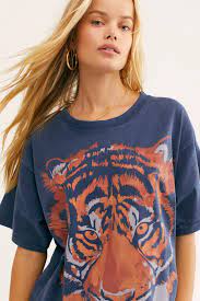 Free People Cotton Oversized Tiger Tee By Wrangler In Navy Blue Lyst