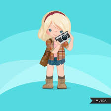 Photographer Girls Clipart Reporter Characters Black Card Etsy In 2020 Photographer Girl Girl Clipart Clip Art