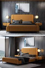 Unisex Decor Orange Bed Frame Bedroom Home Decor Ideas Bed Bedroom Conceptiondelachamb Hotel Bedroom Design Bed Design Modern Bed Headboard Design