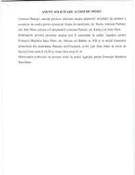 Proiectul pentru autorizarea executării lucrărilor de construcții Anunt Solicitare Acord De Mediu PrimÄƒria PÄƒulesti Satu Mare