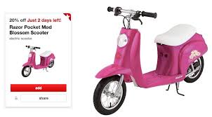 Hot sale shine pink lady style 60v 500w 20ah electric scooter with usb from china mill china e scooter motor scooter. Target Hot Razor Pocket Mod Blossom Scooter Only 72 Reg 249 99 In Store Only Hip2save