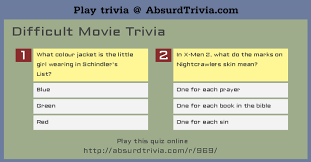 Really hard trivia questions with answers. Difficult Movie Trivia