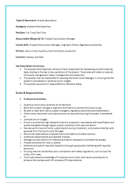 The role is a complex one. Assistant Site Supervisor Job Description Freelancer