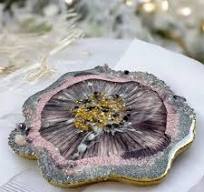 Resin Tablett Rund Silber mit Edelsteinen, Hochzeitsgeschenk ...