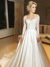 Das perfekte hochzeitskleid für jede frau. Lang Brautkleider Standesamt A Linie Spitze Tull Hochzeitskleider Prinzessin Brautkleid Langarm Brautkleider Spezielle Anlasse Arbeitskleidung Medilan Bg