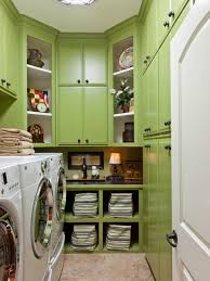 Alternatively, if your laundry is located next to the kitchen, upgrade a laundry to a butler's pantry /laundry combo and continue the look and feel from the kitchen into the laundry. Green Laundry Room With Floor To Ceiling Storage Hgtv