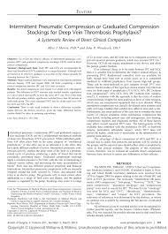 Pdf Intermittent Pneumatic Compression Or Graduated Compression Stockings For Deep Vein Thrombosis Prophylaxis A Systematic Review Of Direct Clinical Comparisons
