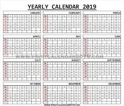 2019 Monthly Calendar With Week Numbers Yearly Calendar 2019 Calendar With Week Numbers Week Number Yearly Calendar