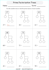 Prime Factors Worksheets Prime Factorization Prime Factorization Worksheet Worksheets
