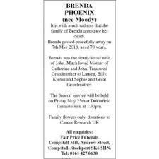 A memorial poem can also be included in the funeral program. Funeral Notices Phoenix Brenda