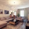 This living room features matching sofas facing each other with a rectangular coffee table in minimalist living room designed with white framed wall arts and paneled mirrors mounted on the. 1