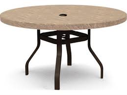 Colome rectangular aluminum patio dining table with umbrella hole. Homecrest Sandstone Faux Aluminum 54 Round Dining Table With Umbrella Hole Hc3754rdss