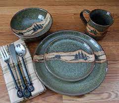 Maybe you would like to learn more about one of these? Rustic Mountain Scene Dinnerware Rustic Dinnerware Rustic Cabin Decor Rustic House