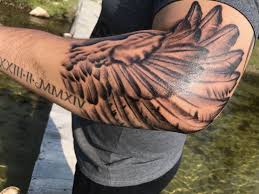 Wing tattoo arm on pinterest wing tattoos tattoos and body art wing tattoo men wing tattoo arm wings tattoo. Angel Wings Men S Arm Forearm Elbow Tattoo Ideas Black And Grey Amazing Art Award Winning Elbow Tattoos Tattoo Sleeve Men Angel Wings Tattoo