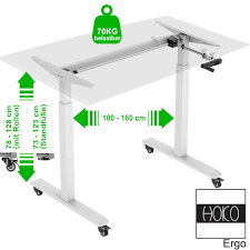 Tischgestell schreibtisch elektrisch höhenverstellbar schwarz oder weiß. Ergo Work Table Hohenverstellbarer Schreibtisch Inkl Rollen Basic Weiss Manuelle Bedienung