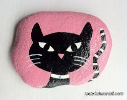 Tas Uzerine Kedi Cizimi Kolay Pet Rocks Boyali Kayalar Kedi