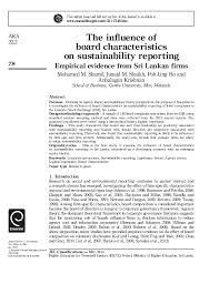 From indeed 3 days ago. Pdf The Influence Of Board Characteristics On Sustainability Reporting Empirical Evidence From Sri Lankan Firms Vicktor Sanjaya Academia Edu