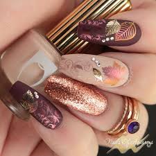 Herbst Nagelkunst Folienpragung Pigmentpragung Was Up Nails Sunset Magic Herbstliches Nageldesign Nagelideen Herbst Nagel