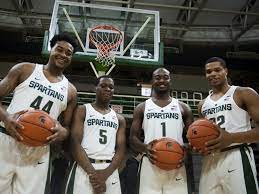 Michigan State Spartans Freshmen Nick Ward 44 Cassius Winston 5 Joshua Langford 1 And Michigan State Spartans Michigan State Michigan State Basketball