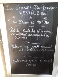 Menu Du Dejeuner Photo De La Cuisine Du Boucher Saint Quentin La Poterie Tripadvisor