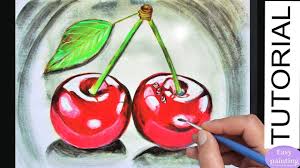 How To Paint Realistic Cherries Glossy Cherry Acrylic Painting Tutorial Step By Step Youtube Acrylic Painting Tutorials Painting For Kids Painting Tutorial