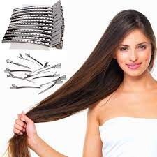 12pcs stainless steel double hinged design hairpin clip mouth salon hair tools accessories hair care styling 9cm 10 hair care and styling hair tools hair salon