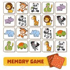 Juego De Memoria Para Los Ninos En Edad Preescolar Tarjetas De Vectores Con Animales De Zoologico Juegos De Animales Animales De Zoologico Loteria De Animales