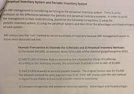 Solved Perpetual Inventory System And Periodic Inventory Chegg Com